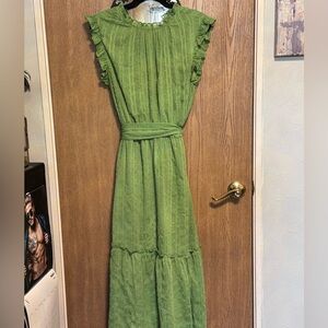 Maggie London sleeveless green summer dress size 14